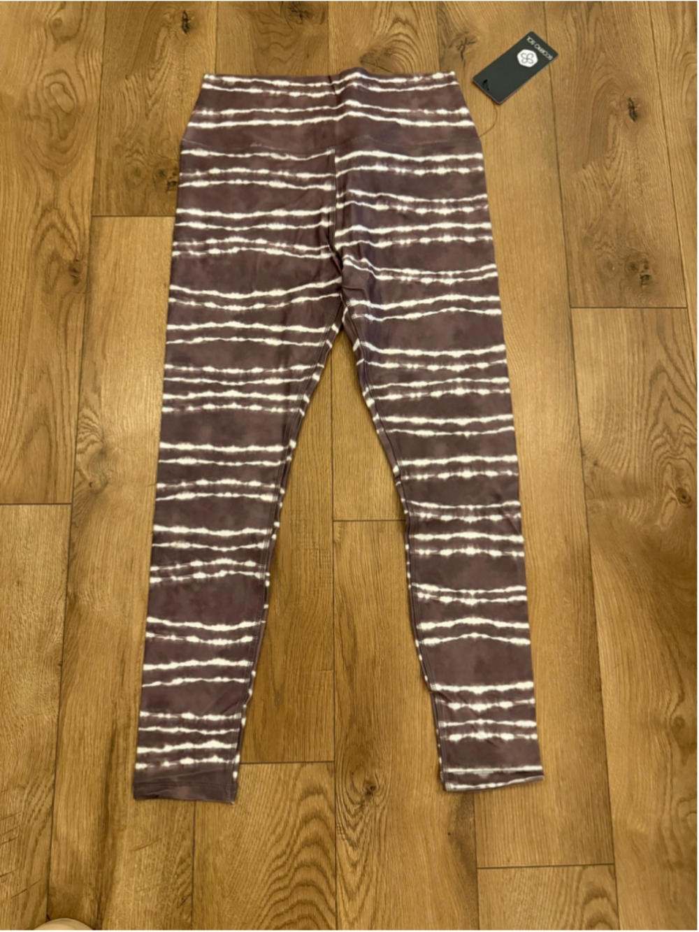 NEW Vinyasa High Waist Legging Plum Brown Stripe Tie Dye M $100